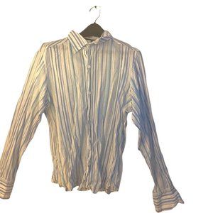Johnny Max Large Blue and White Stripe Men's Shirt